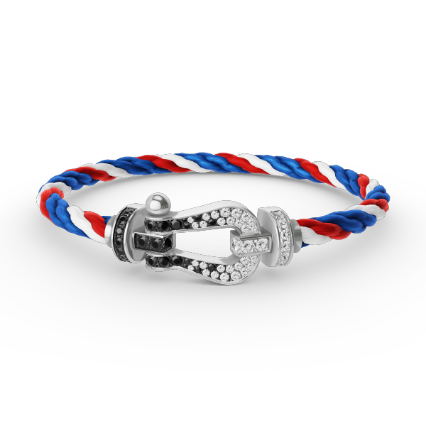 [Kincade Jewelrys] FORCE GRAND BRACELET FER À CHEVAL NOIR ET BLANC DIAMANT ARGENT