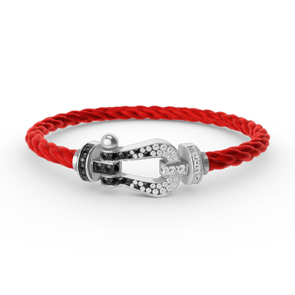 [Kincade Jewelrys] FORCE GRAND BRACELET FER À CHEVAL NOIR ET BLANC DIAMANT ARGENT