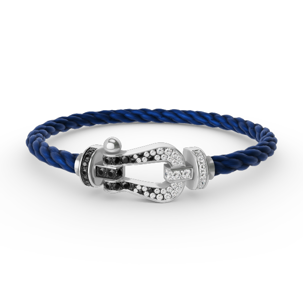 [Kincade Jewelrys] FORCE GRAND BRACELET FER À CHEVAL NOIR ET BLANC DIAMANT ARGENT