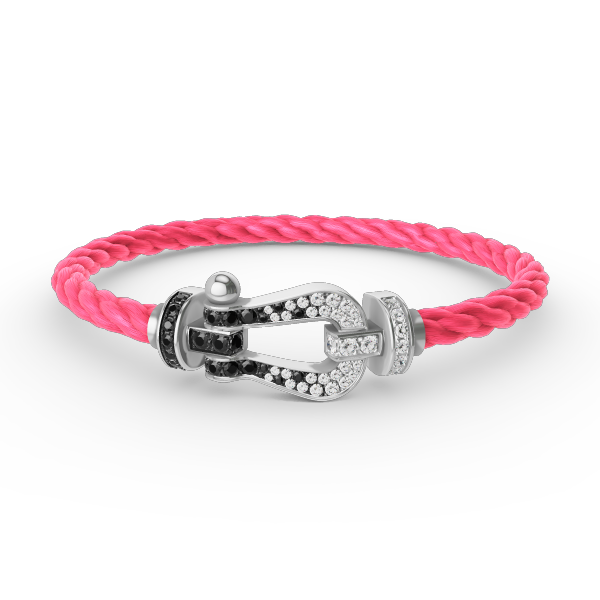 [Kincade Jewelrys] FORCE GRAND BRACELET FER À CHEVAL NOIR ET BLANC DIAMANT ARGENT