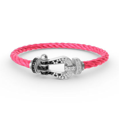 [Kincade Jewelrys] FORCE GRAND BRACELET FER À CHEVAL NOIR ET BLANC DIAMANT ARGENT