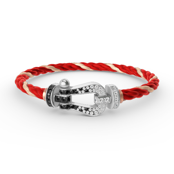 [Kincade Jewelrys] FORCE GRAND BRACELET FER À CHEVAL NOIR ET BLANC DIAMANT ARGENT