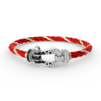 [Kincade Jewelrys] FORCE GRAND BRACELET FER À CHEVAL NOIR ET BLANC DIAMANT ARGENT