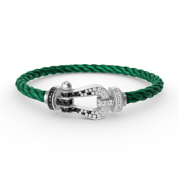 [Kincade Jewelrys] FORCE GRAND BRACELET FER À CHEVAL NOIR ET BLANC DIAMANT ARGENT