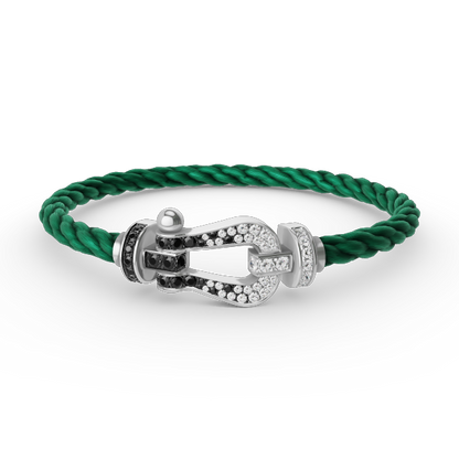 [Kincade Jewelrys] FORCE GRAND BRACELET FER À CHEVAL NOIR ET BLANC DIAMANT ARGENT