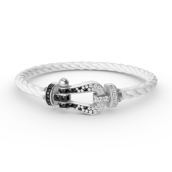 [Kincade Jewelrys] FORCE GRAND BRACELET FER À CHEVAL NOIR ET BLANC DIAMANT ARGENT