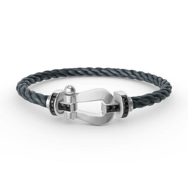 [Kincade Jewelrys]FORCE LARGE HORSESHOE BLACK DIAMOND BRACELET SILVER