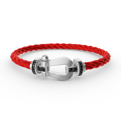 [Kincade Jewelrys]FORCE LARGE HORSESHOE BLACK DIAMOND BRACELET SILVER