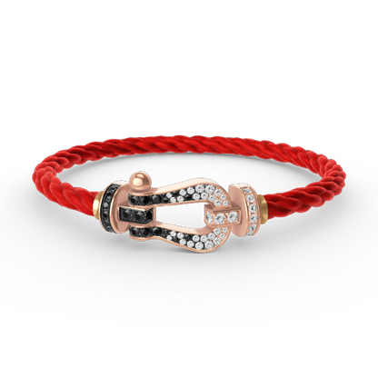 [Kincade Jewelrys] BRACELET FORCE LARGE FER À CHEVAL NOIR ET BLANC DIAMANT OR ROSE