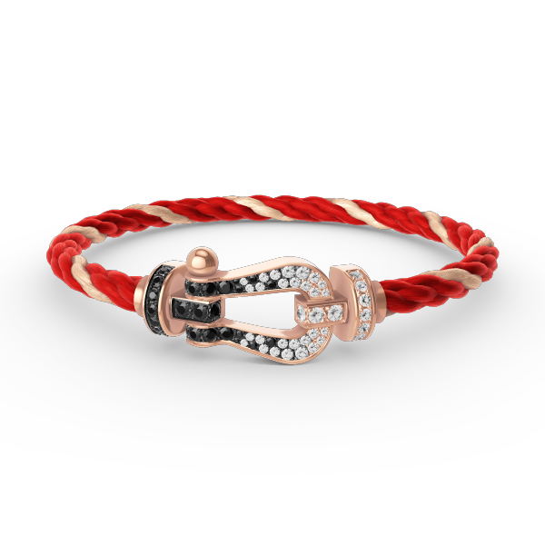 [Kincade Jewelrys] BRACELET FORCE LARGE FER À CHEVAL NOIR ET BLANC DIAMANT OR ROSE