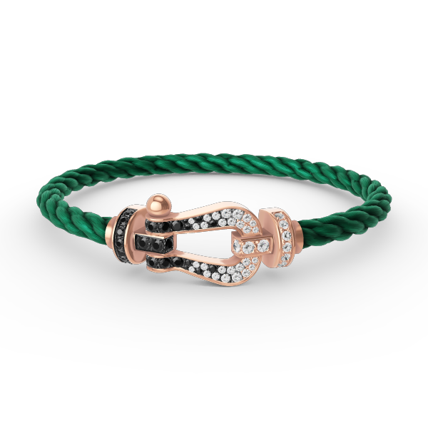 [Kincade Jewelrys] BRACELET FORCE LARGE FER À CHEVAL NOIR ET BLANC DIAMANT OR ROSE