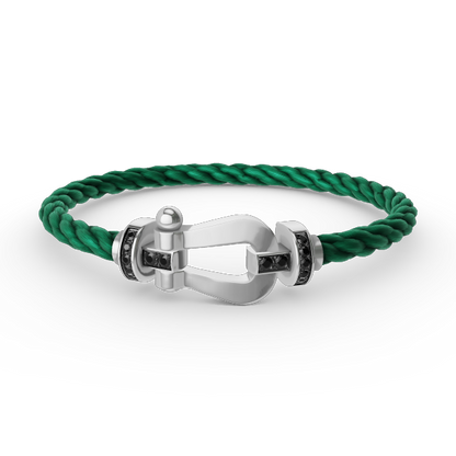 [Kincade Jewelrys]FORCE LARGE HORSESHOE BLACK DIAMOND BRACELET SILVER