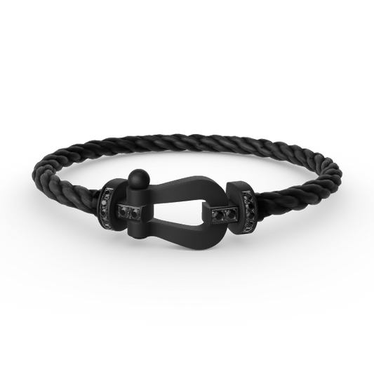 [Joyas Kincade]Pulsera de samurái negra con herradura de serie grande Force