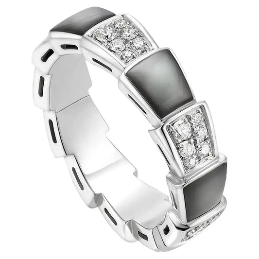 [Kincade Jewelrys] BAGUE SERPENTI ARGENT DIAMANT NACRE NOIRE 4MM