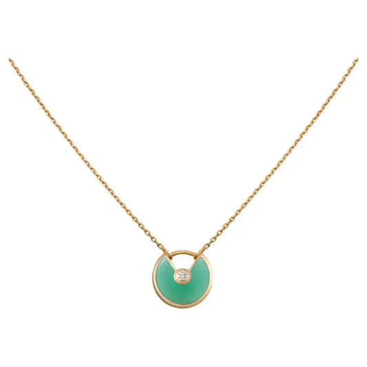 [Bijoux Kincade]Collier amulet en or et malachite