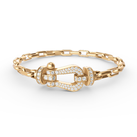 [Joyas Kincade]Pulsera de metal con cierre de herradura grande FORCE