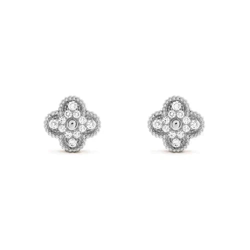 [Kincade Jewelrys]Boucles d'oreilles Clover 1 Motifs Diamant Argent