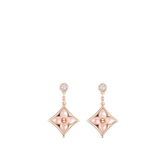 [Kincade Jewelrys]Boucles d'oreilles pendantes en or rose avec double étoile