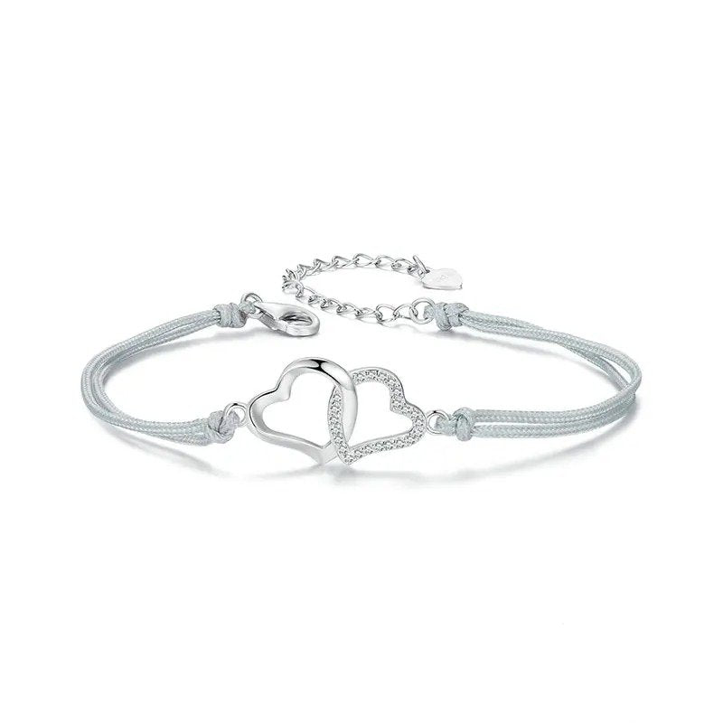 Bracelet délicat en corde grise pour femmes et adolescentes