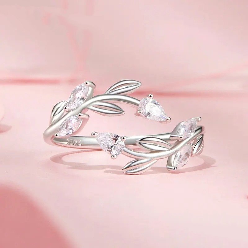 Bague ajustable simple en forme de feuille, déclaration de feuilles porte-bonheur