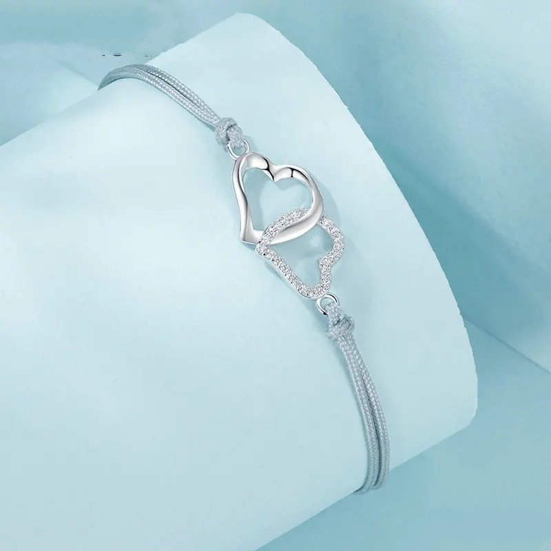 Bracelet délicat en corde grise pour femmes et adolescentes