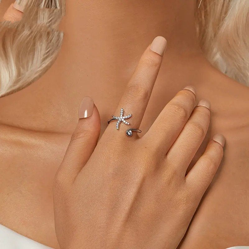 Bague ajustable simple en forme d'étoile de mer