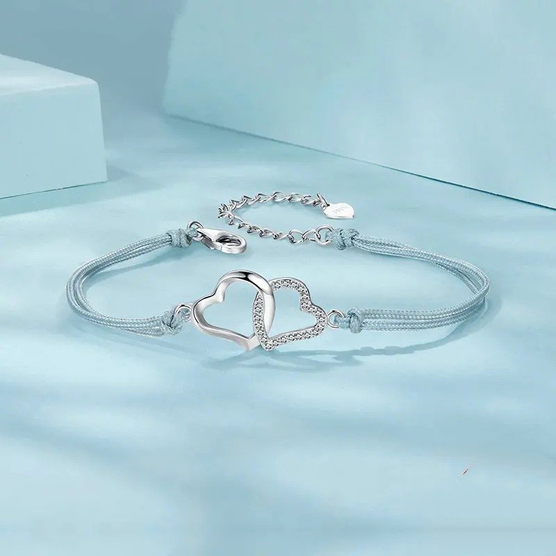 Bracelet délicat en corde grise pour femmes et adolescentes