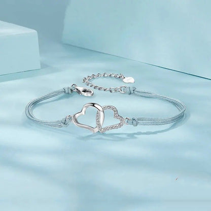 Bracelet délicat en corde grise pour femmes et adolescentes