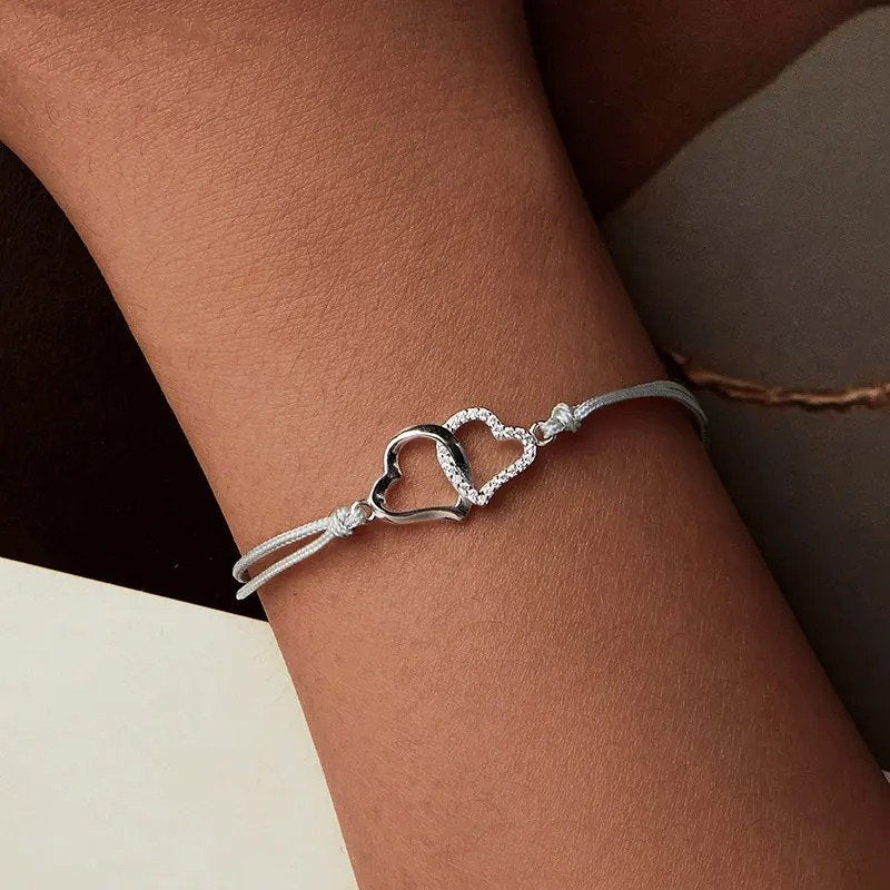 Bracelet délicat en corde grise pour femmes et adolescentes