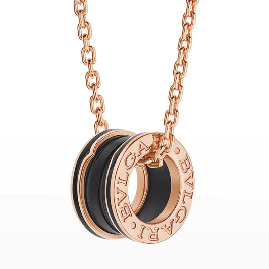 [Kincade Jewelrys] Collier en céramique noire et or rose ZERO 1