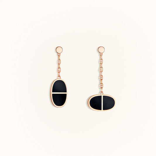 [Kincade Jewelrys]Boucles d'oreilles Chaine Verso en céramique noire