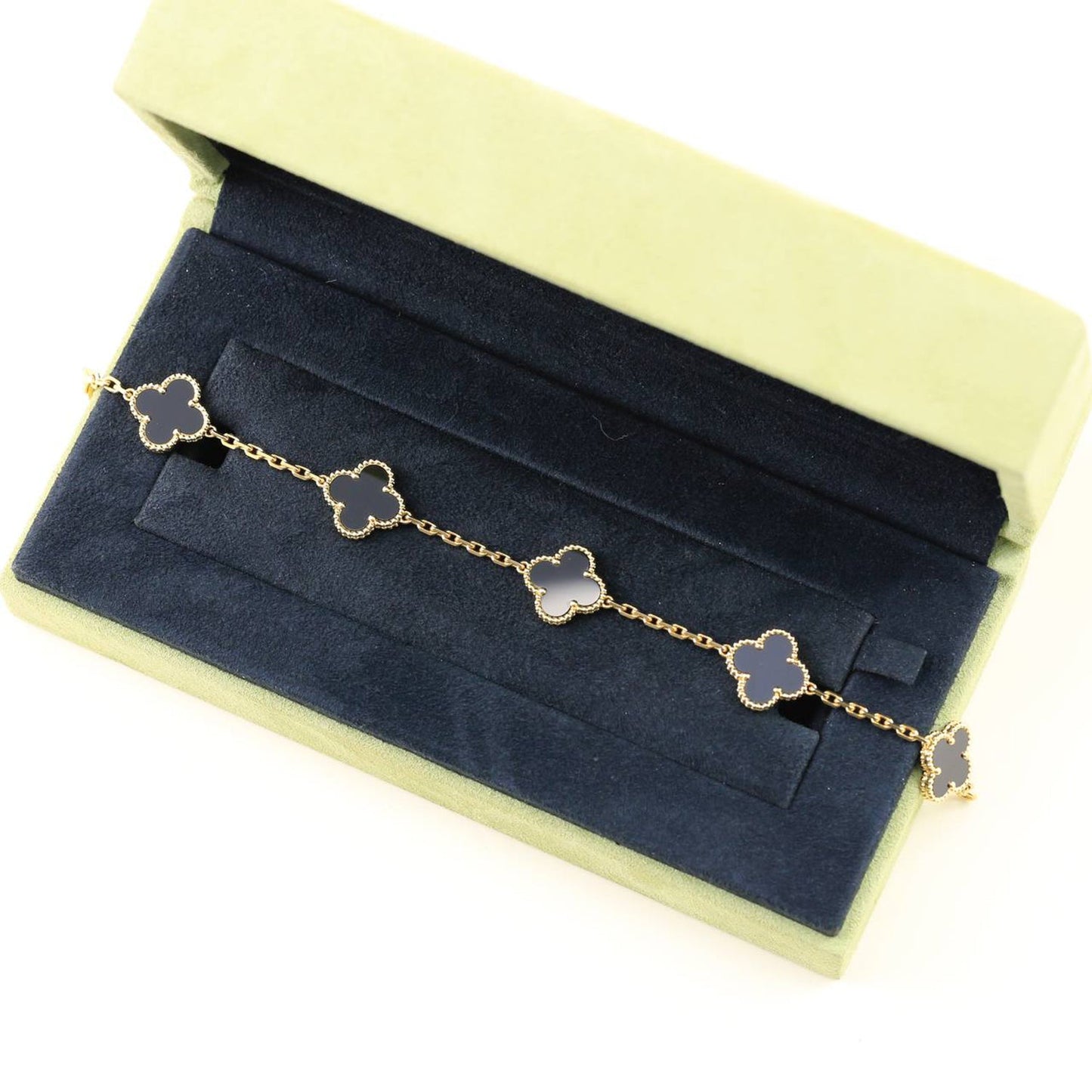 [Kincade Jewelrys]CLOVER  5 MOTIFS BLACK ONYX BRACELET