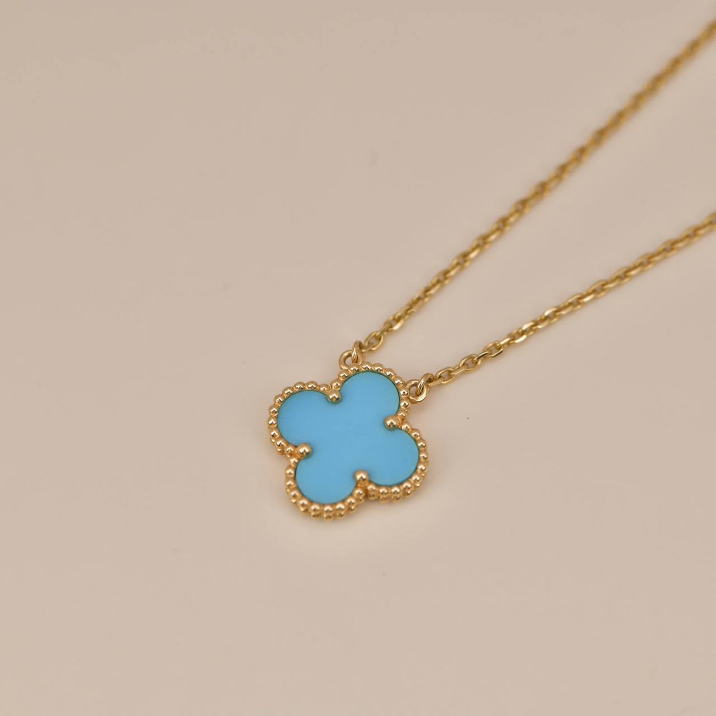 [Kincade Jewelrys]CLOVER 15MM VINTAGE TURQUOISE NECKLACE
