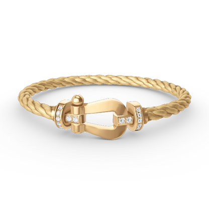 [Kincade Jewelrys] BRACELET FORCE LARGE FER À CHEVAL DEMI-DIAMANT OR