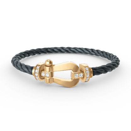 [Kincade Jewelrys] BRACELET FORCE LARGE FER À CHEVAL DEMI-DIAMANT OR