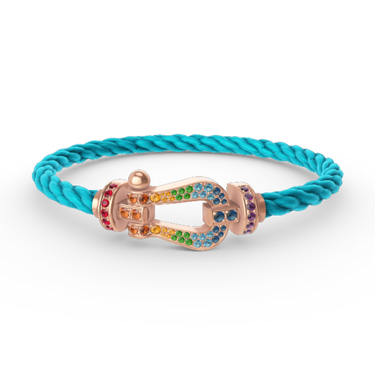 [Kincade Jewelrys]Pulsera grande de diamantes de color herradura FORCE en oro rosa