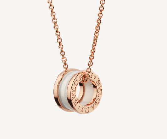 [Kincade Jewelrys] Collier en céramique blanche et or rose ZERO 1