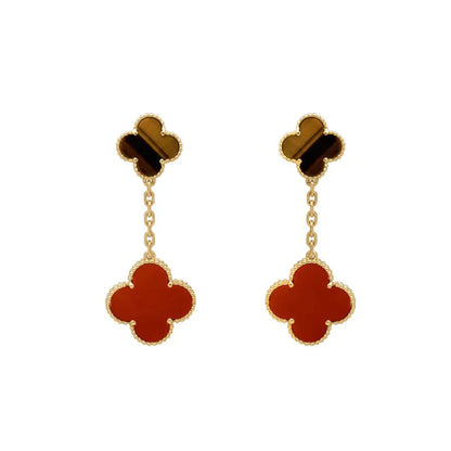[Kincade Jewelrys]Boucles d'oreilles en cornaline et œil de tigre à deux motifs