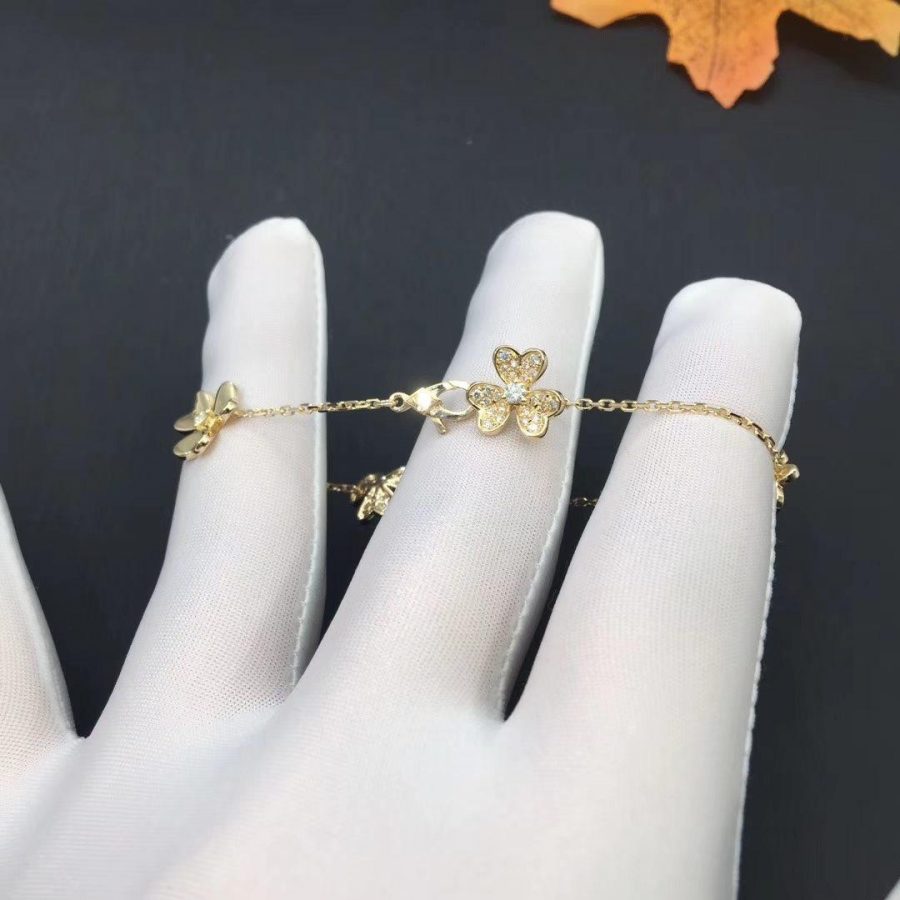 [Bijoux Kincade]BRACELET FRIVOLE OR 5 FLEURS