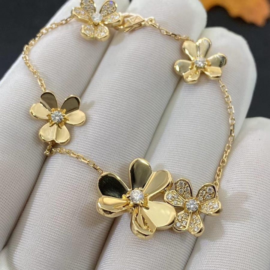 [Bijoux Kincade]BRACELET FRIVOLE OR 5 FLEURS