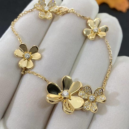 [Bijoux Kincade]BRACELET FRIVOLE OR 5 FLEURS