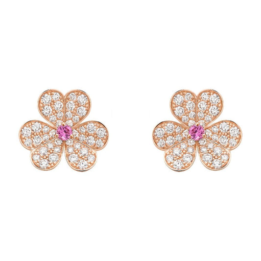 [Kincade Jewelrys]Boucles d'oreilles Frivole en or rose avec fleur et diamants