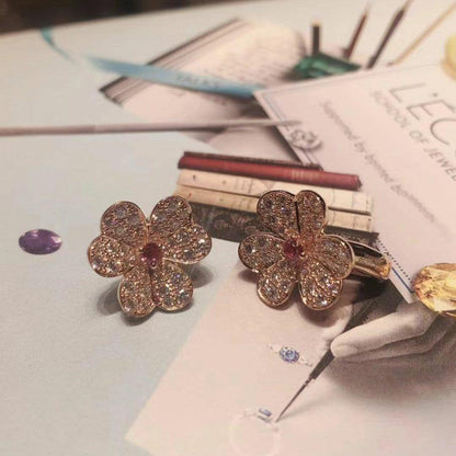 [Kincade Jewelrys]FRIVOLE PINK GOLD FLOWER DIAMOND EARRINGS