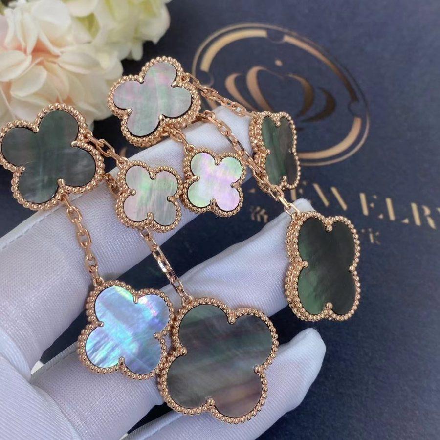 [Kincade Jewelrys]CLOVER EARRINGS DARK MOP 4 MOTIFS ROSE GOLD
