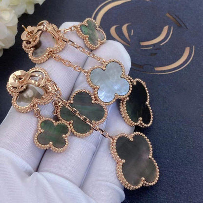 [Kincade Jewelrys]CLOVER EARRINGS DARK MOP 4 MOTIFS ROSE GOLD