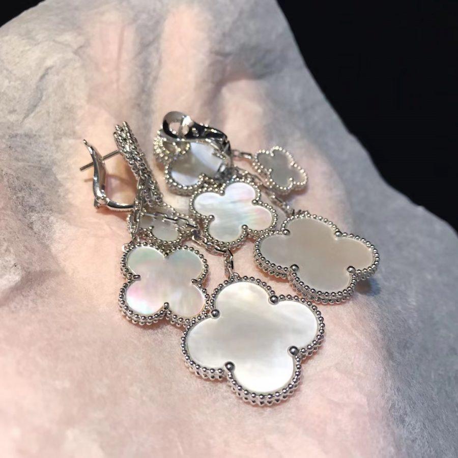 [Kincade Jewelrys]CLOVER EARRINGS WHITE MOP 4 MOTIFS SILVER