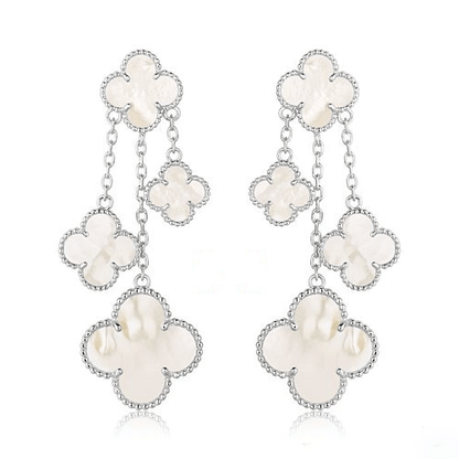 [Kincade Jewelrys]CLOVER EARRINGS WHITE MOP 4 MOTIFS SILVER