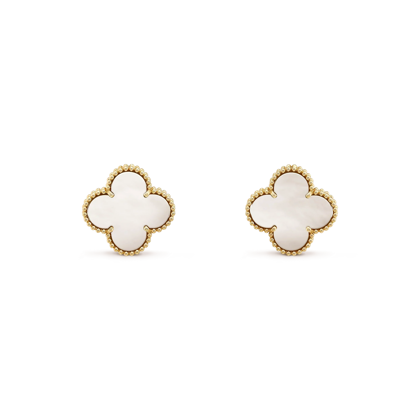 [Kincade Jewelrys]CLOVER MEDIUM 1 MOTIFS  WHITE MOP STUD EARRINGS