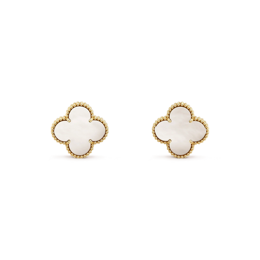 [Kincade Jewelrys]CLOVER MEDIUM 1 MOTIFS BOUCLES D'OREILLES EN NACRE BLANCHE