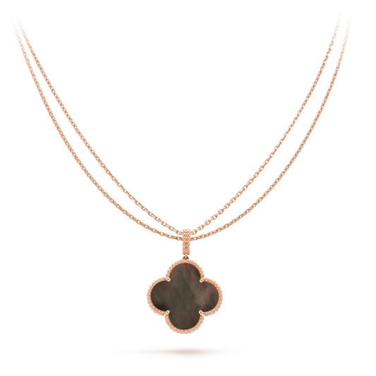 [Kincade Jewelrys] COLLAR DE TRÉBOL GRANDE DE 25 MM DE ORO CON TRAPEZOIDAL OSCURO